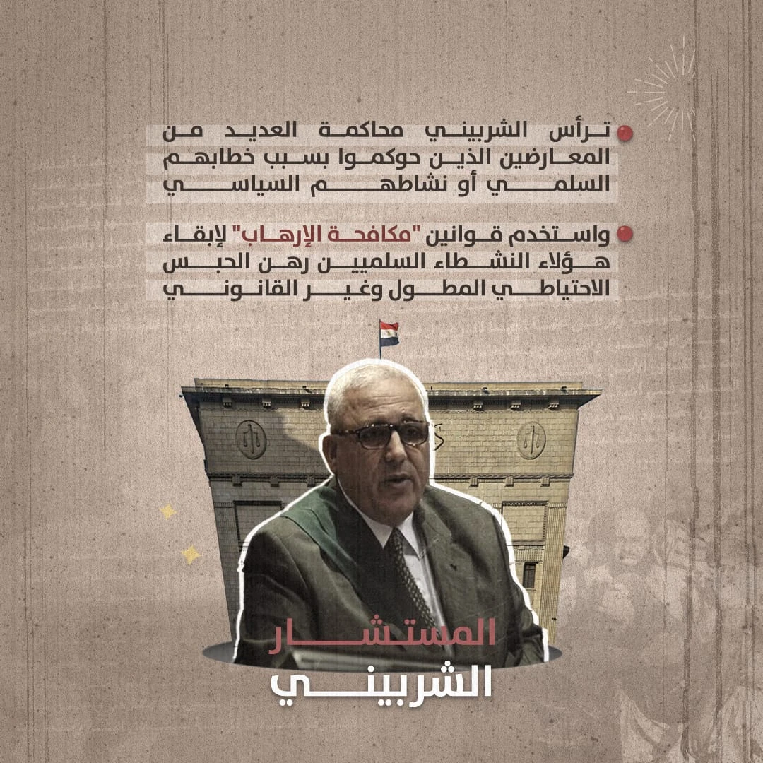 ترأس الشربيني محاكمة العديد من المعارضين السياسيين