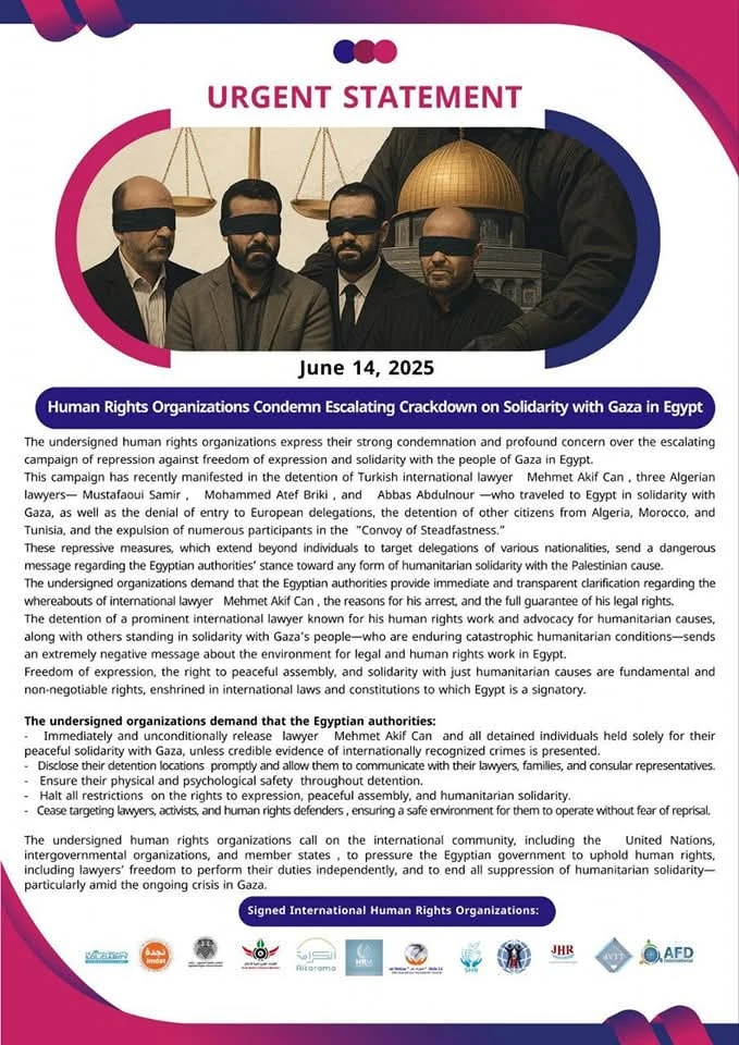 Urgent Statement: Human Rights Organizations Condemn Escalating Crackdown on Solidarity with Gaza in Egypt