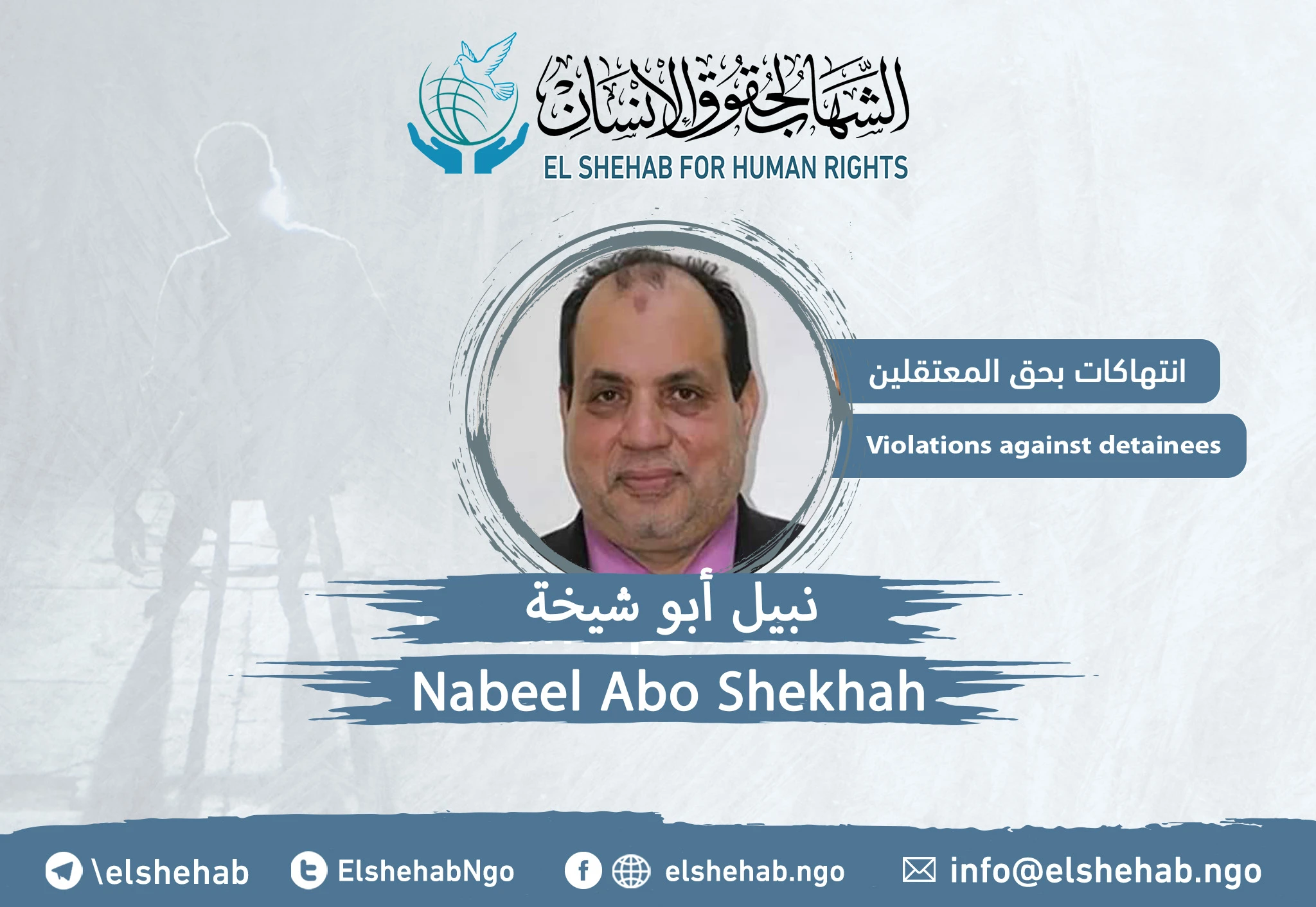 المحامي ”نبيل أبو شيخة“ في حالة صحية خطرة بمحبسه وأخباره مقطوعة